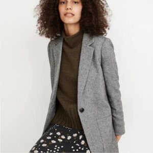 MADEWELL Larsen Herringbone Weave Longline Blazer Sz Medium Wool Blend Oversized
